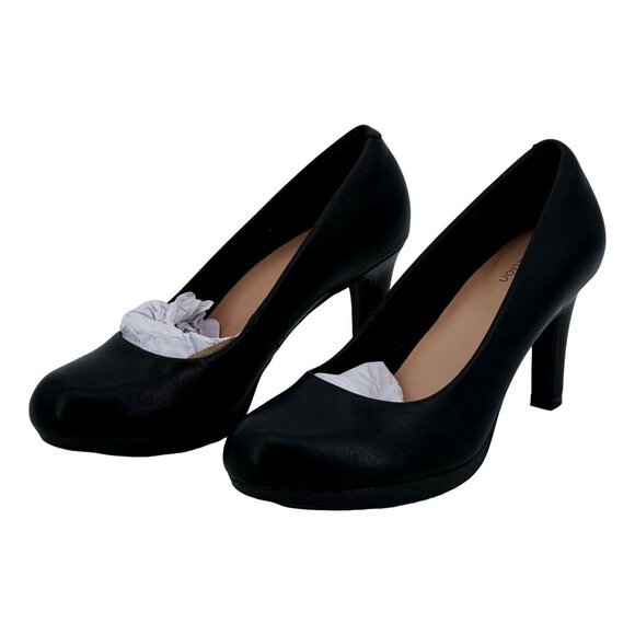 Clarks Collection Women's Adriel Viola Pump, Black Leather, 7M (Pre-owned) - Picture 1 of 6